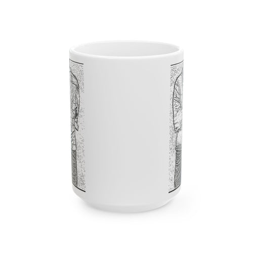 Artistic Ceramic Mug - Unique Vintage Design for Coffee Lovers